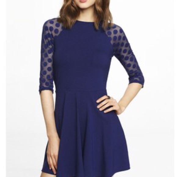 Express Dresses & Skirts - Express Navy Blue Polka Dot Dress